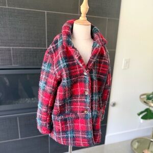 Cotton On Kids unisex Red and Green Fuzzy Jacket